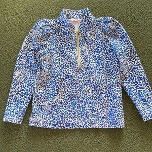 Lilly Pulitzer kids Leopard pop over Zip sweatshirt